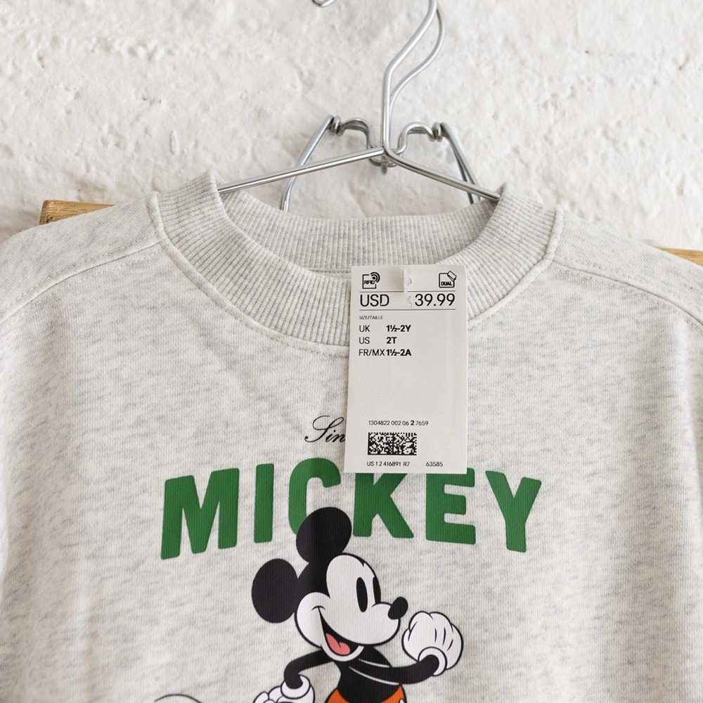 Disney Mickey Mouse Gray Kids Sweatshirt - Size 2T - NWT - Picture 3 of 8